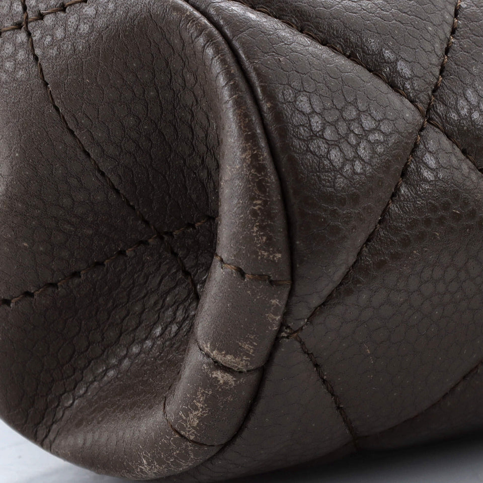 Clutch with Chain Quilted Caviar