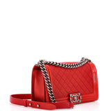 Boy Flap Bag Quilted Goatskin with Patent Old Medium