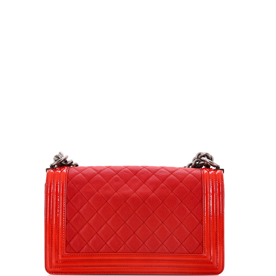 Boy Flap Bag Quilted Goatskin with Patent Old Medium