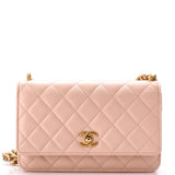 Sweet Camellia Wallet on Chain Quilted Lambskin