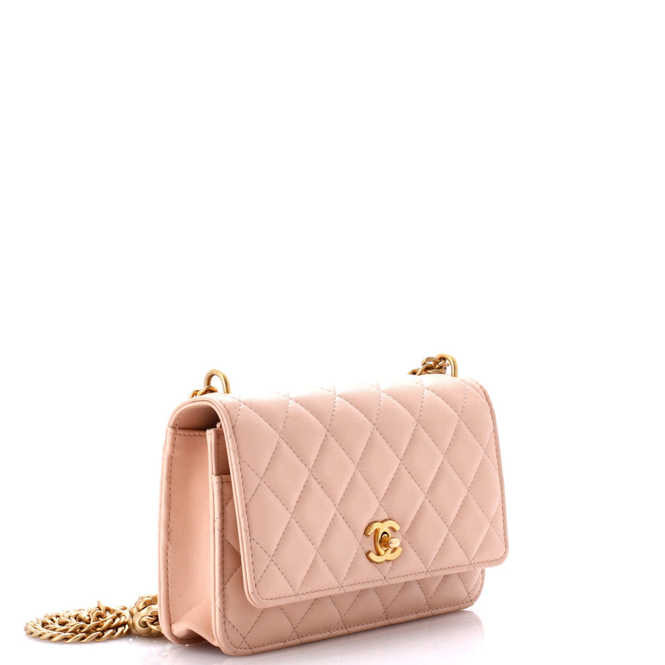 Sweet Camellia Wallet on Chain Quilted Lambskin