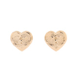 CC Turnlock Heart Stud Earrings Metal