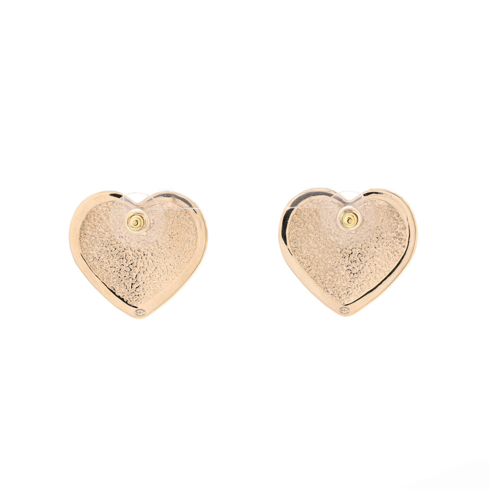 CC Turnlock Heart Stud Earrings Metal