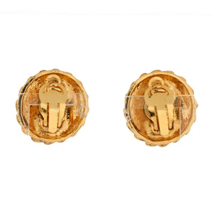 Vintage Coco Mademoiselle Round Clip-On Earrings Metal with Crystals