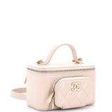 Business Affinity Top Handle Vanity Case with Chain Quilted Caviar Small