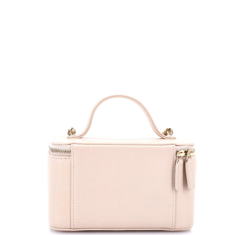 Business Affinity Top Handle Vanity Case with Chain Quilted Caviar Small