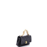 Crystal CC Chain Handle Flap Bag Quilted Lambskin Small