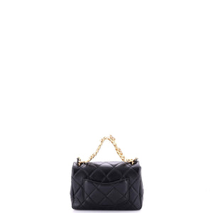 Crystal CC Chain Handle Flap Bag Quilted Lambskin Small
