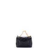 Crystal CC Chain Handle Flap Bag Quilted Lambskin Small