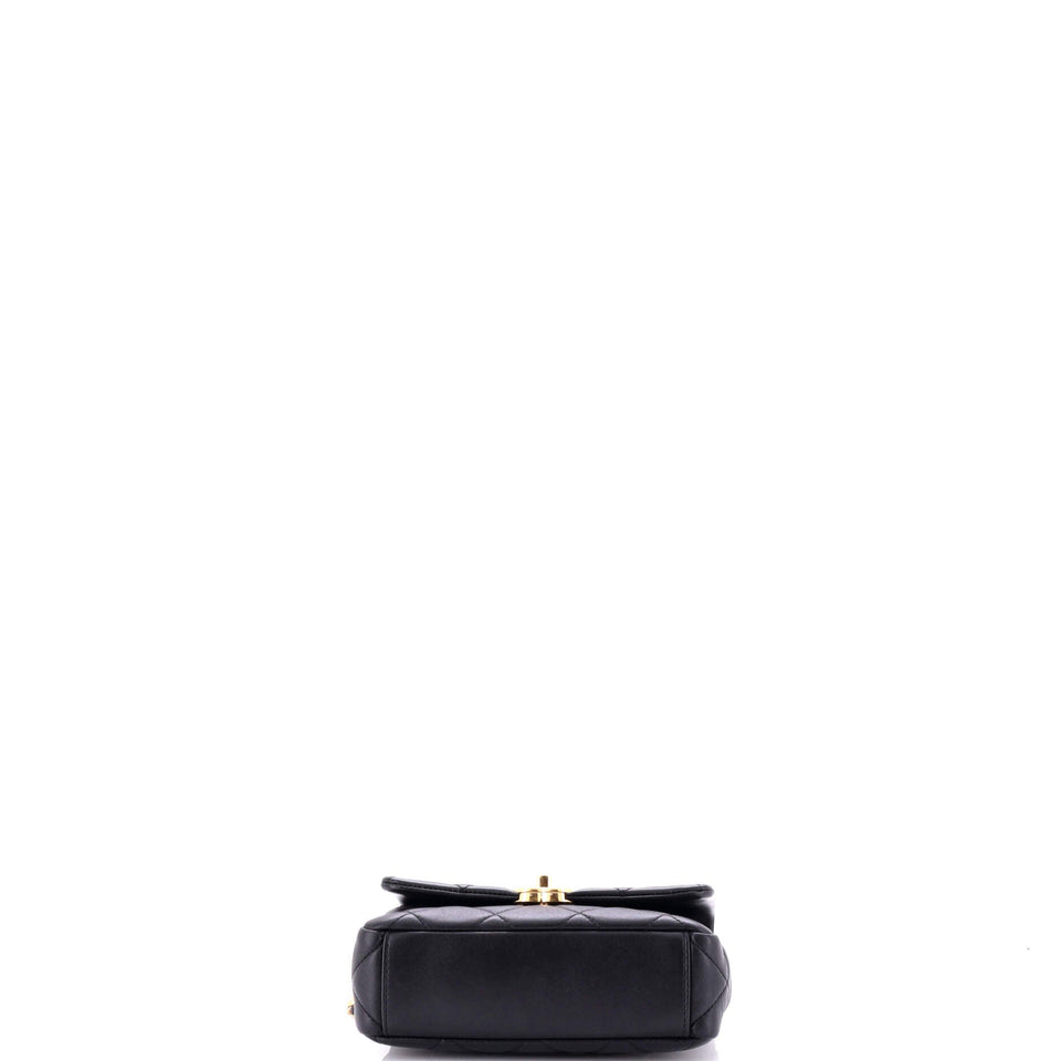 Crystal CC Chain Handle Flap Bag Quilted Lambskin Small