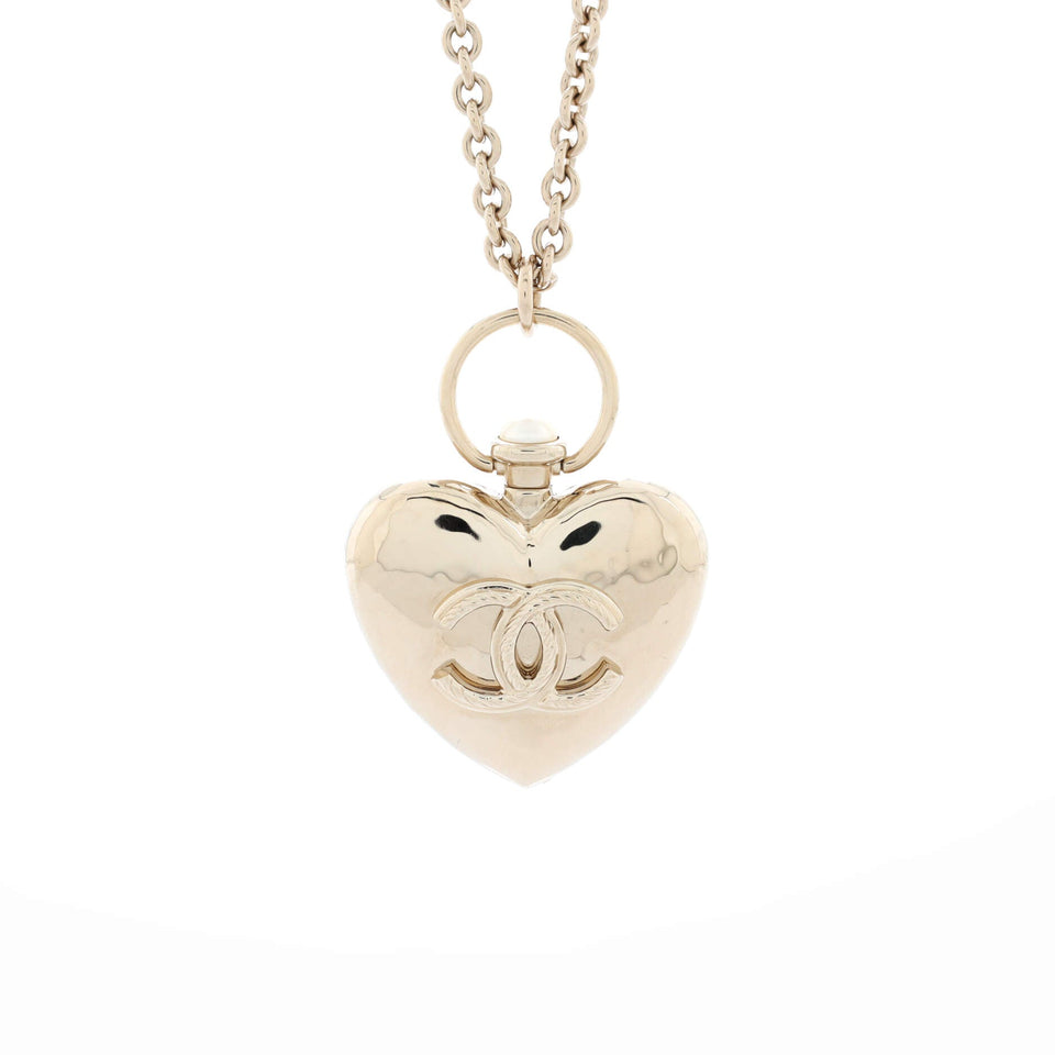 CC Heart Locket Pendant Necklace Metal
