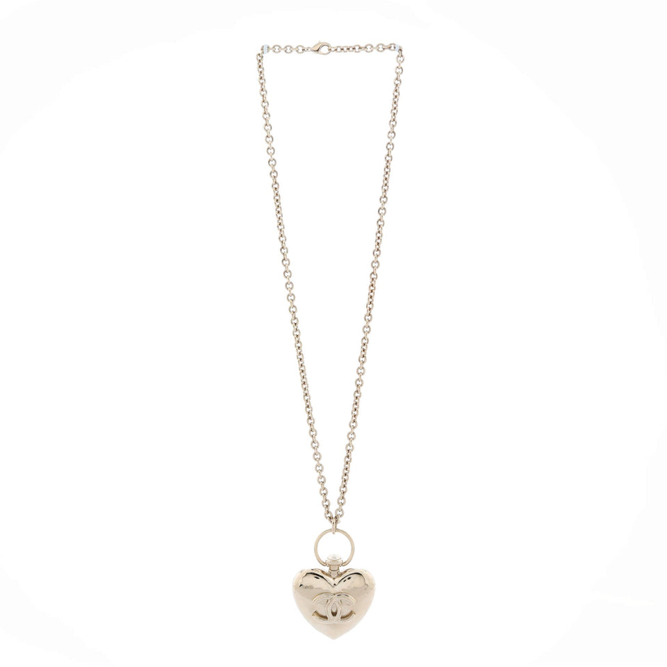 CC Heart Locket Pendant Necklace Metal
