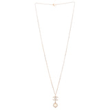 CC Drop Pendant Necklace Metal with Crystals and Faux Pearl