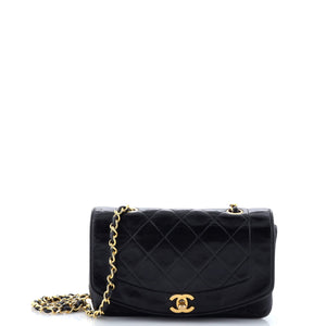 Vintage Diana Flap Bag Quilted Lambskin Small