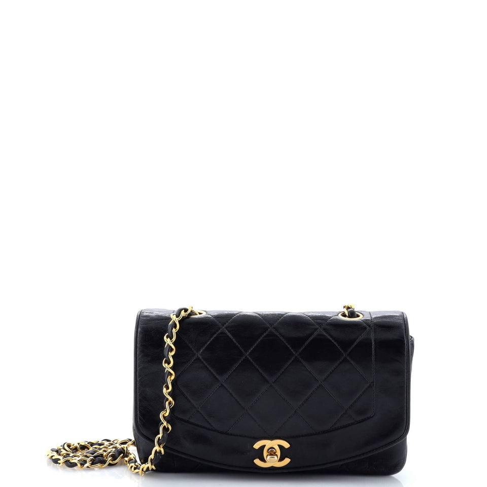 Vintage Diana Flap Bag Quilted Lambskin Small