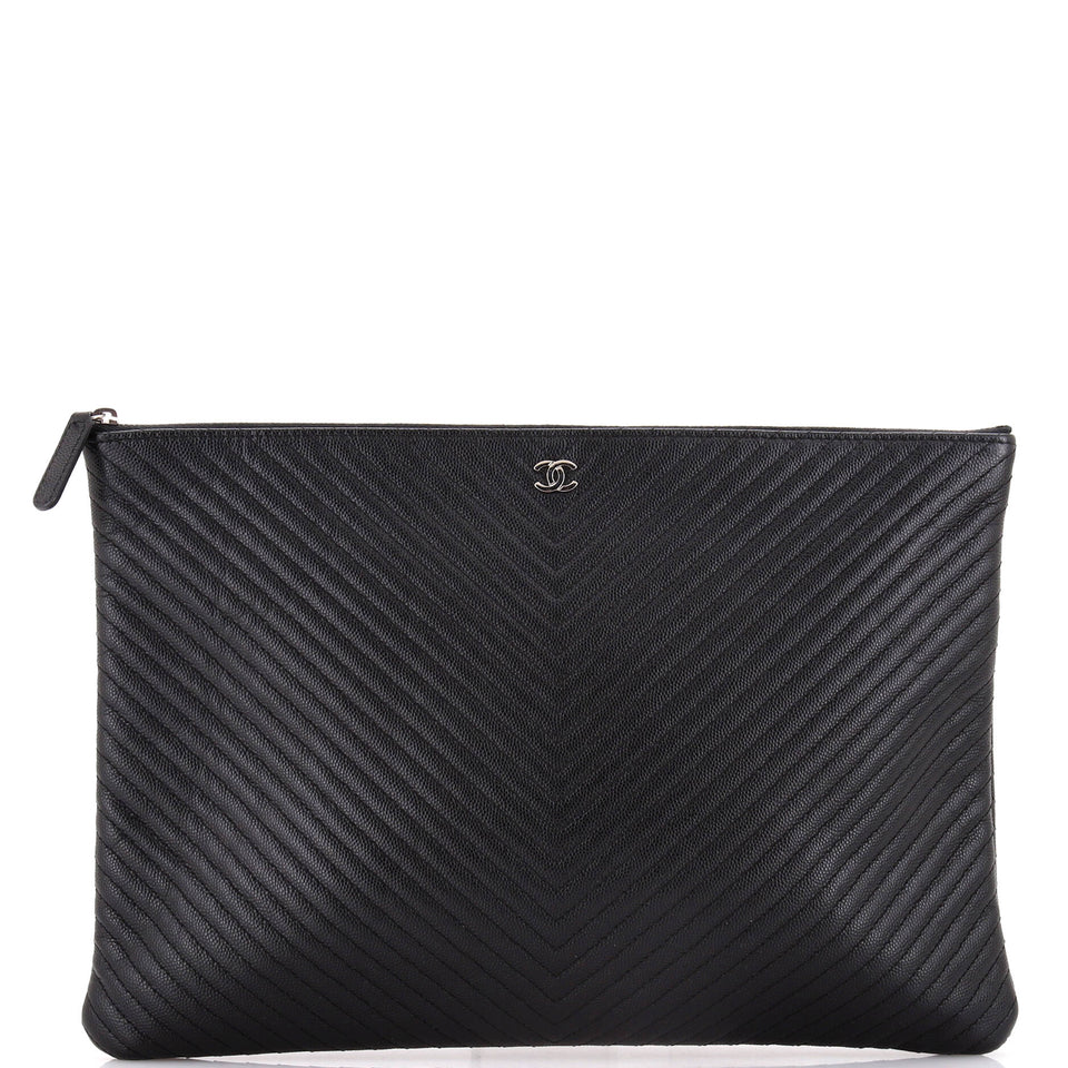 O Case Clutch Chevron Caviar Large