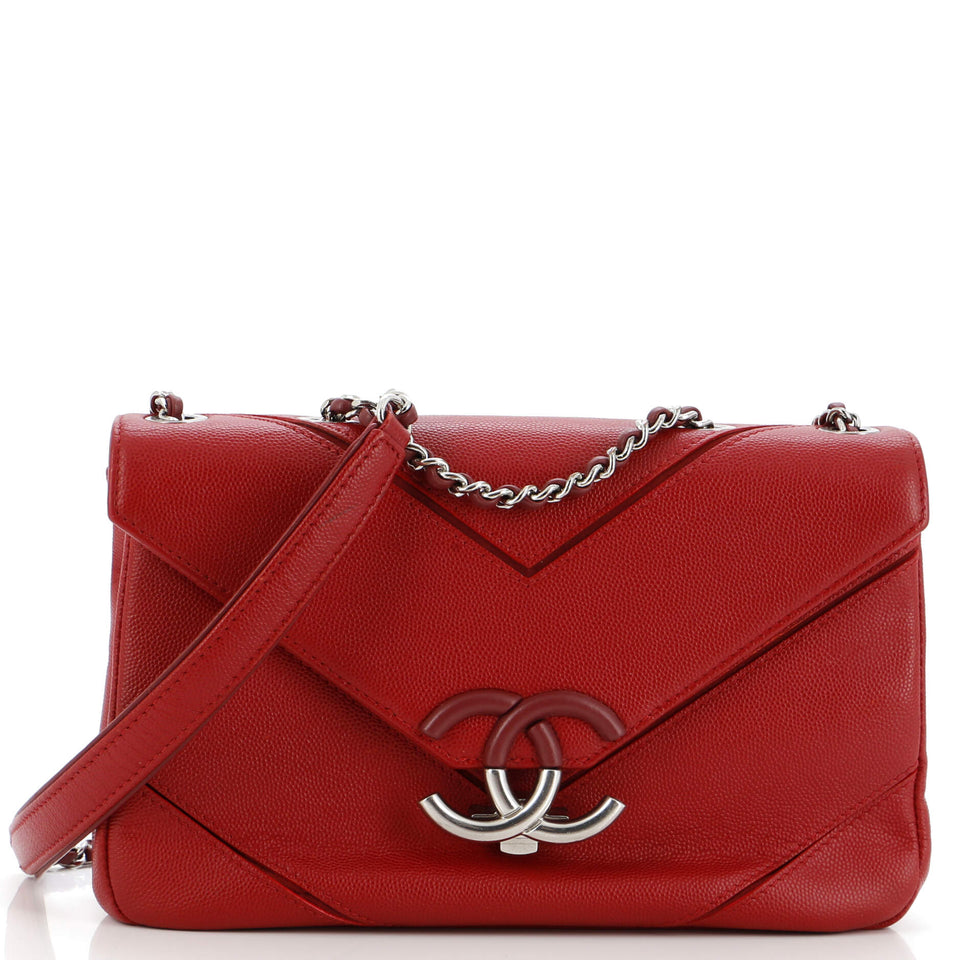 Macro Flap Bag Chevron Caviar Large