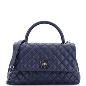 Coco Top Handle Bag Quilted Caviar Small