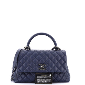 Coco Top Handle Bag Quilted Caviar Small