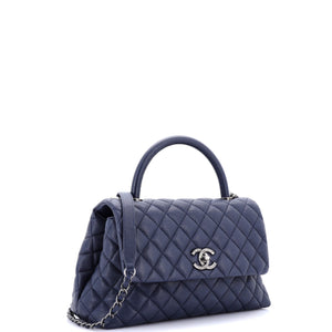 Coco Top Handle Bag Quilted Caviar Small