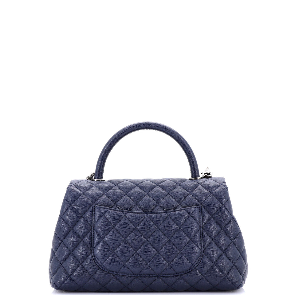 Coco Top Handle Bag Quilted Caviar Small