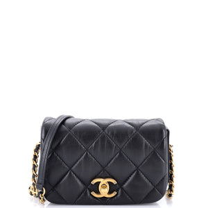 Nailed CC Full Flap Bag Quilted Calfskin Mini
