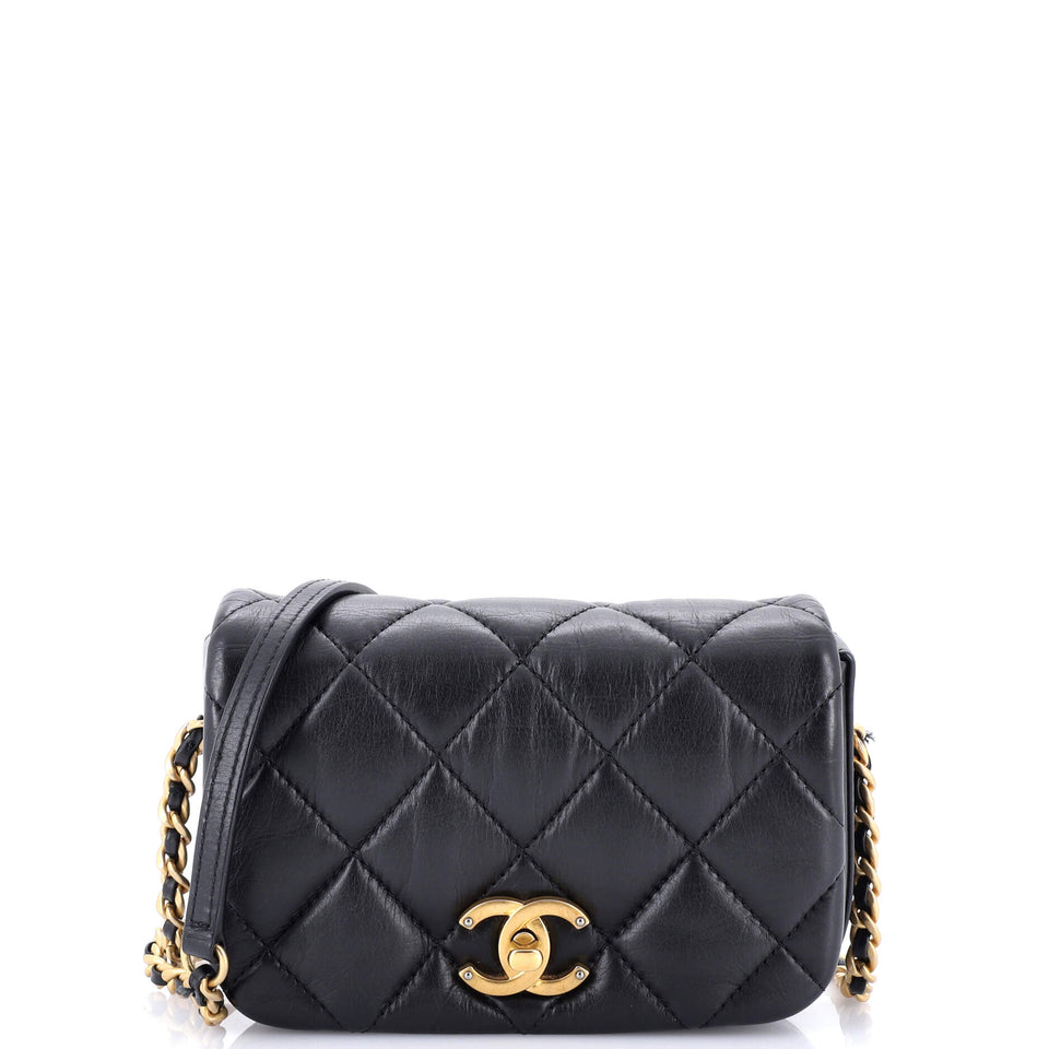 Nailed CC Full Flap Bag Quilted Calfskin Mini
