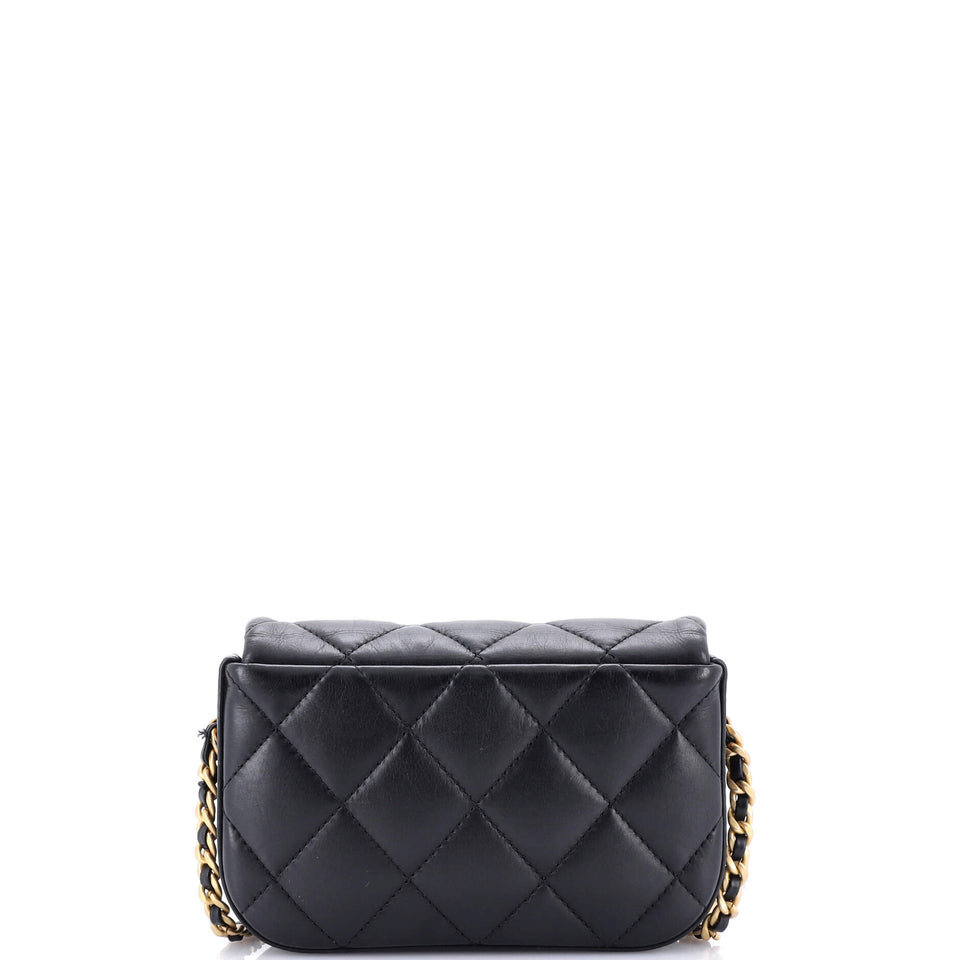 Nailed CC Full Flap Bag Quilted Calfskin Mini