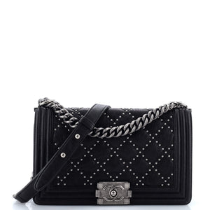 Boy Flap Bag Studded Quilted Distressed Calfskin Old Medium