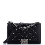 Boy Flap Bag Studded Quilted Distressed Calfskin Old Medium