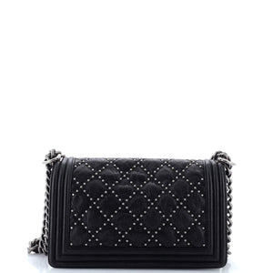 Boy Flap Bag Studded Quilted Distressed Calfskin Old Medium