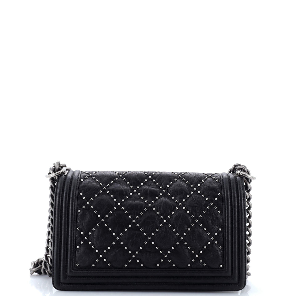 Boy Flap Bag Studded Quilted Distressed Calfskin Old Medium