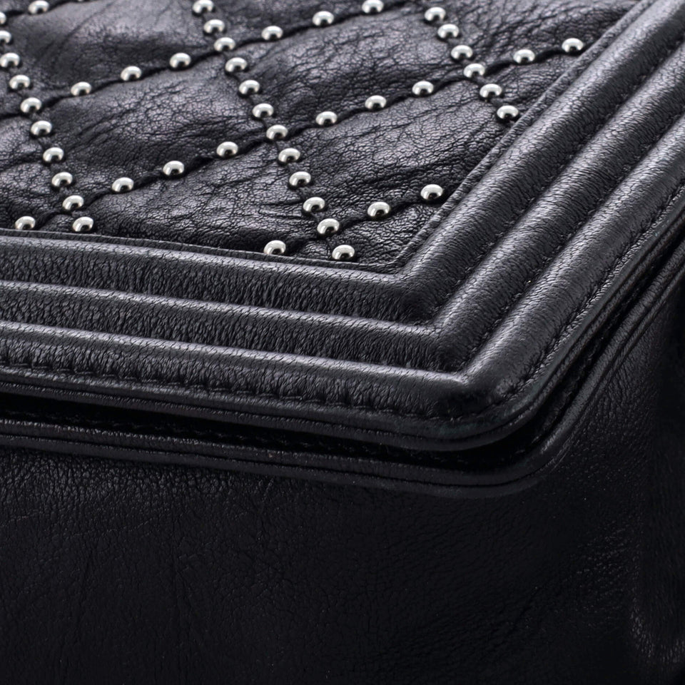Boy Flap Bag Studded Quilted Distressed Calfskin Old Medium