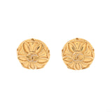 Vintage CC Round Clip-On Earrings Metal