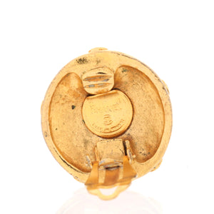 Vintage CC Round Clip-On Earrings Metal