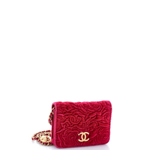 Flap Coin Purse with Chain Camellia Velvet