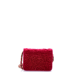 Flap Coin Purse with Chain Camellia Velvet