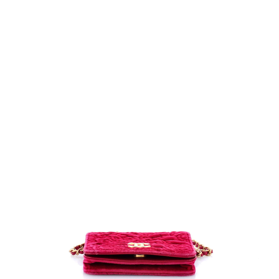 Flap Coin Purse with Chain Camellia Velvet