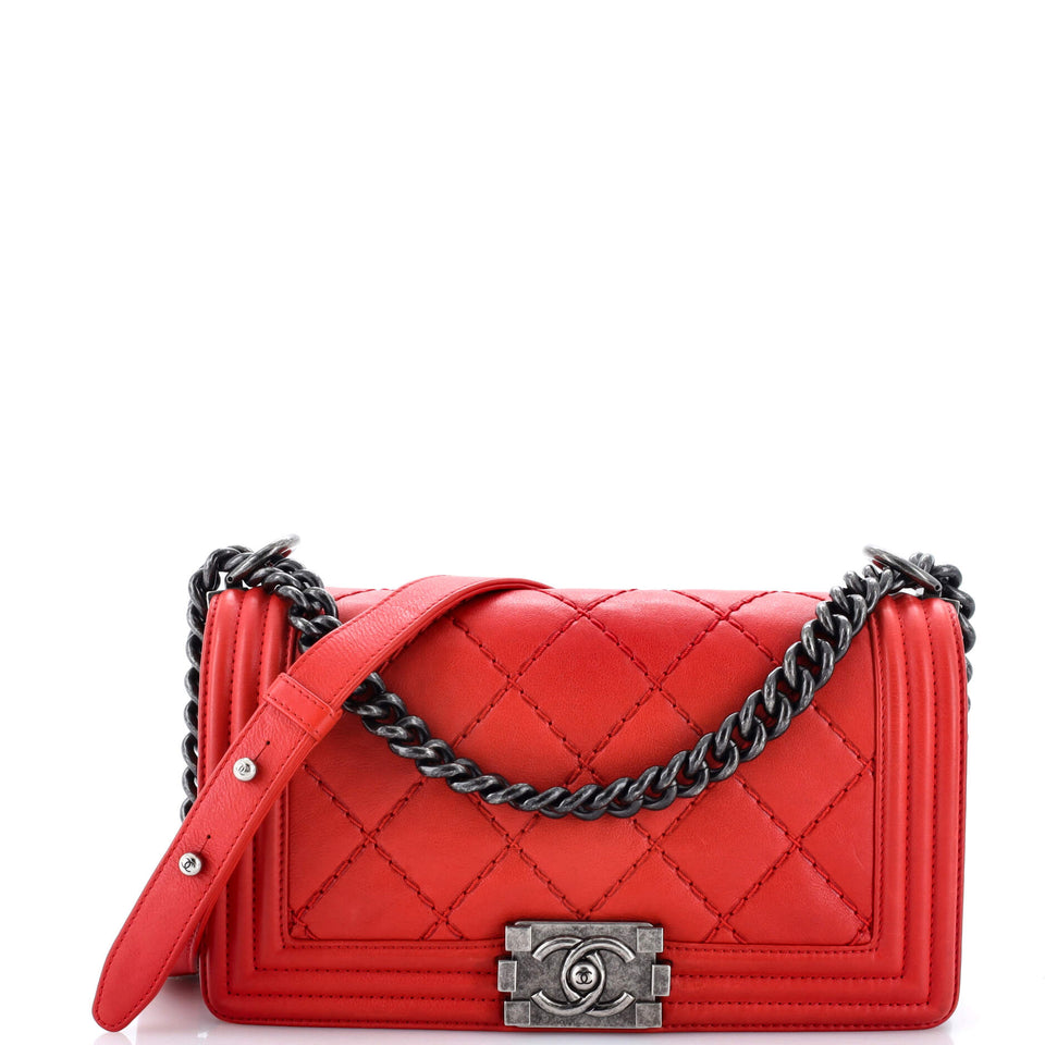Stitch Boy Flap Bag Quilted Calfskin Old Medium