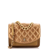 Chain Handle Flap Bag Quilted Calfskin with Caviar Small