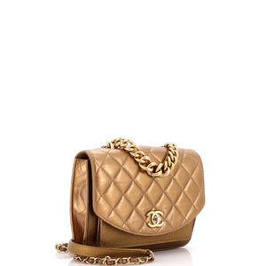 Chain Handle Flap Bag Quilted Calfskin with Caviar Small