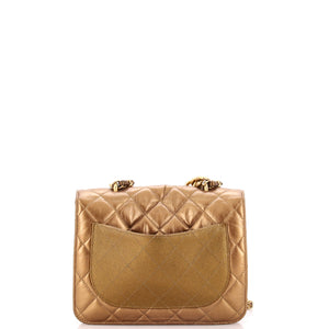 Chain Handle Flap Bag Quilted Calfskin with Caviar Small