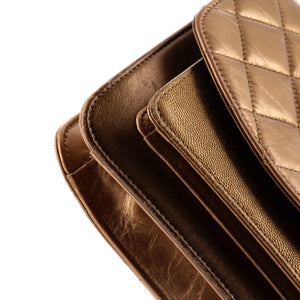Chain Handle Flap Bag Quilted Calfskin with Caviar Small