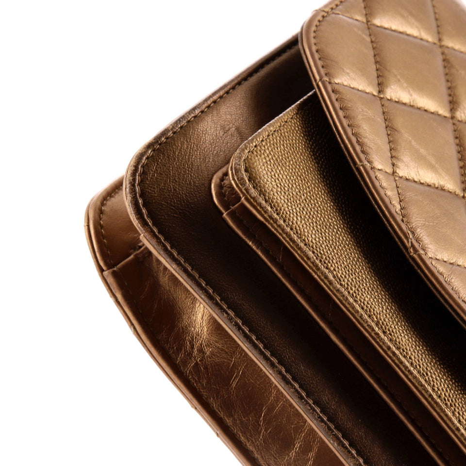 Chain Handle Flap Bag Quilted Calfskin with Caviar Small