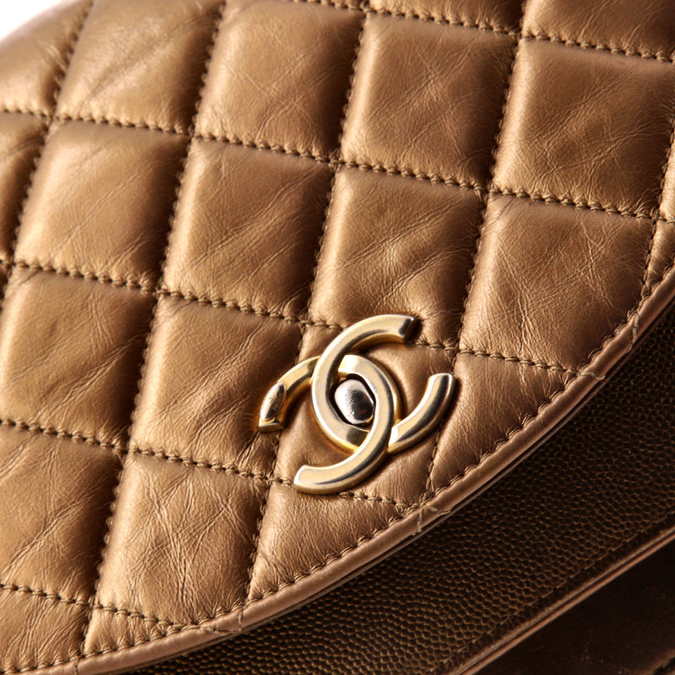 Chain Handle Flap Bag Quilted Calfskin with Caviar Small