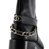 Women's CC Chain Knee High Riding Boots Leather