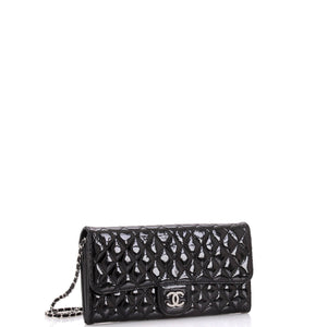Brilliant Wallet on Chain Clutch Quilted Patent East West