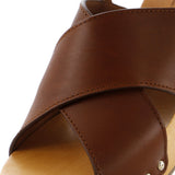 Women's CC Slingback Platform Wedge Sandals Leather and Wood