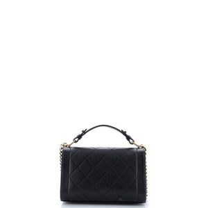 Label Click Flap Bag Quilted Calfskin Small