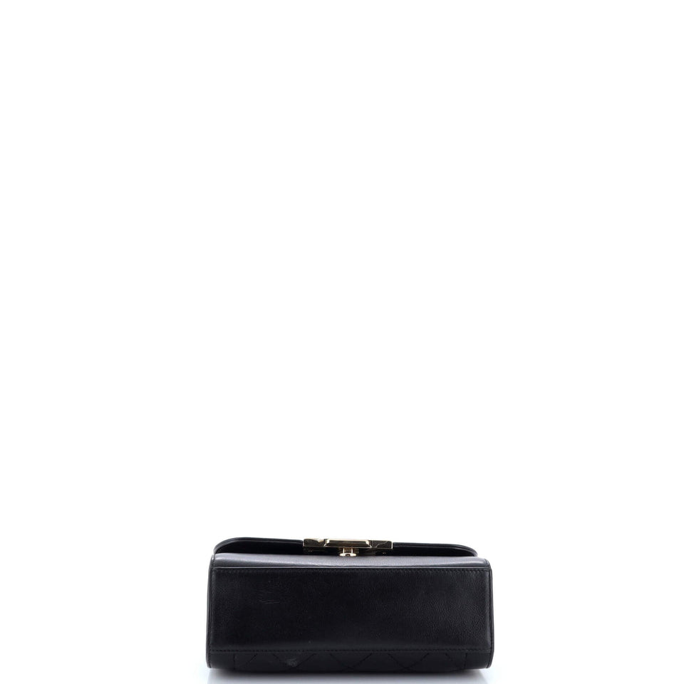 Label Click Flap Bag Quilted Calfskin Small